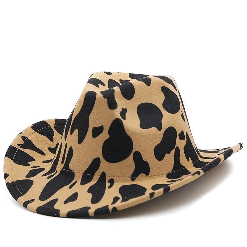 Fashion Thickened Fabric Double-sided Contrast Color Hat Rolled Brim Cowboy Felt Hat