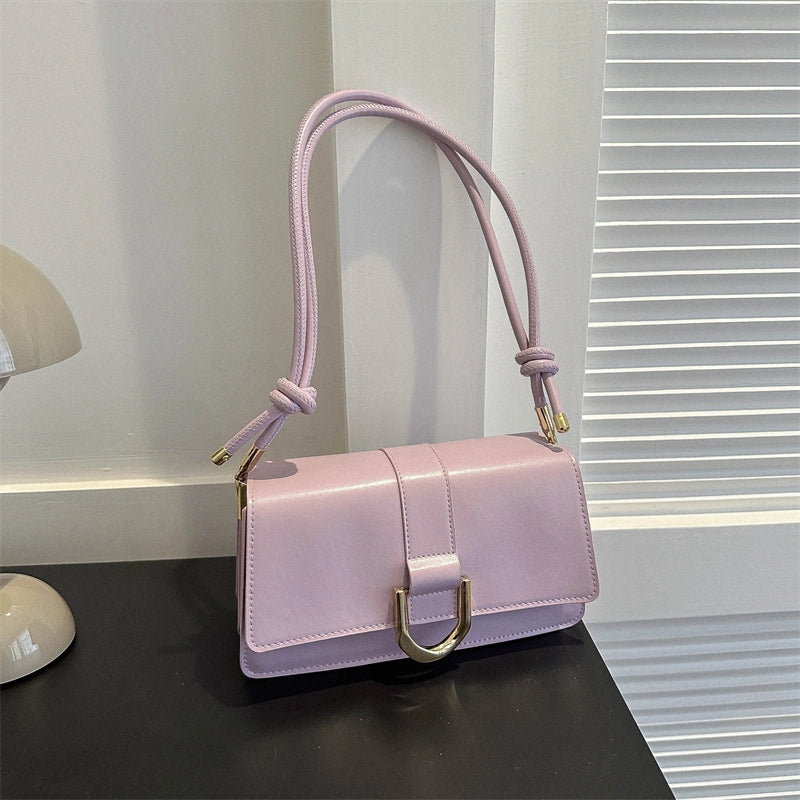 Women's Pu Leather Solid Color Basic Classic Style Square Magnetic Buckle Crossbody Bag Underarm Bag