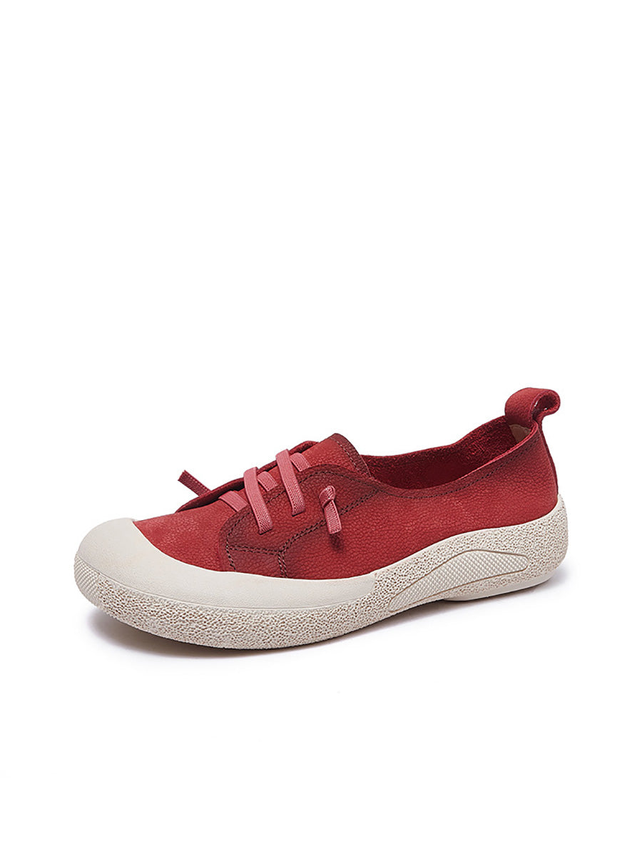 Women Casual Summer Genuine Leather Flat Shoes