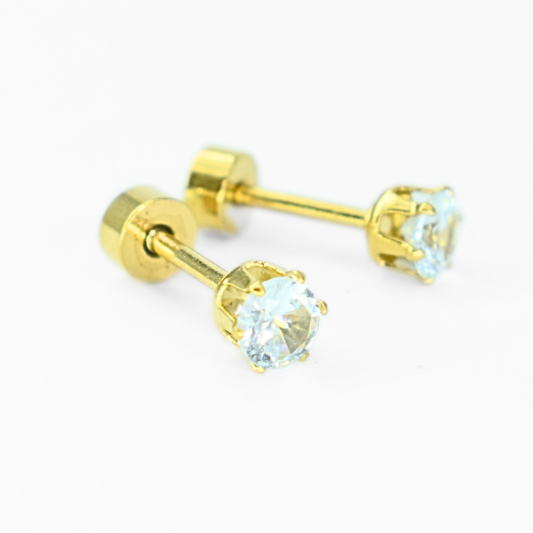 4mm Diamond studs - Gold
