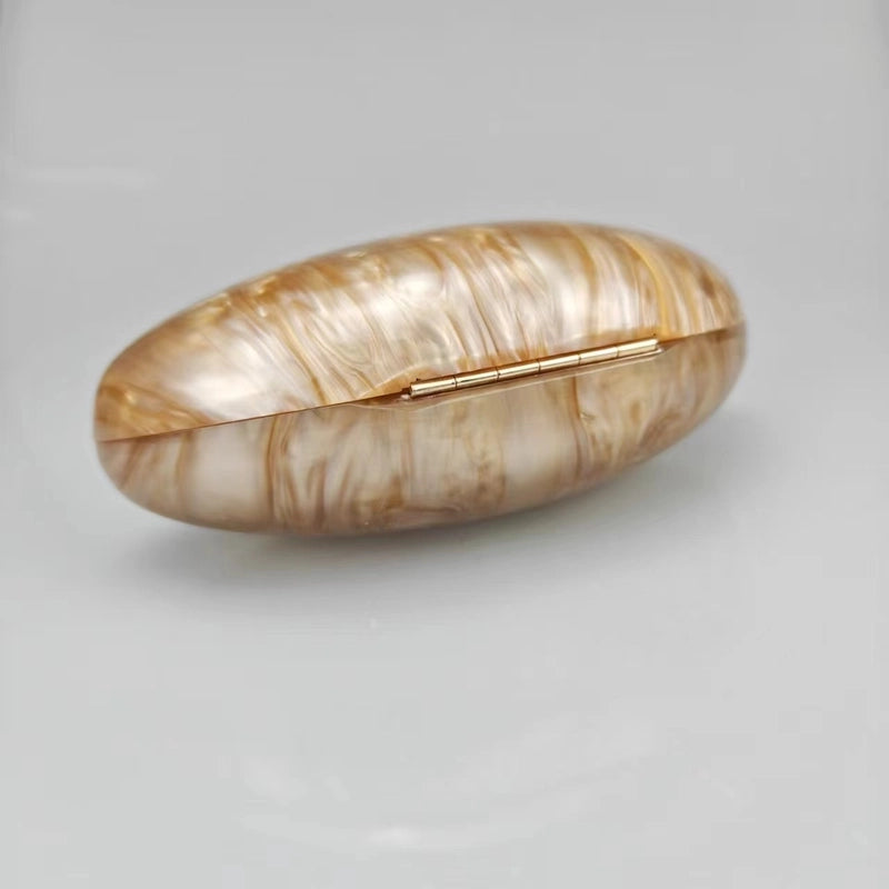Rose Red Coffee Arylic Marble Oval Evening Bags