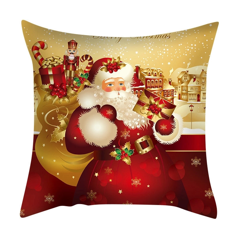 Christmas Vacation Santa Claus Fibre Peach Skin Pillow Cases Couch & Sofa Decor