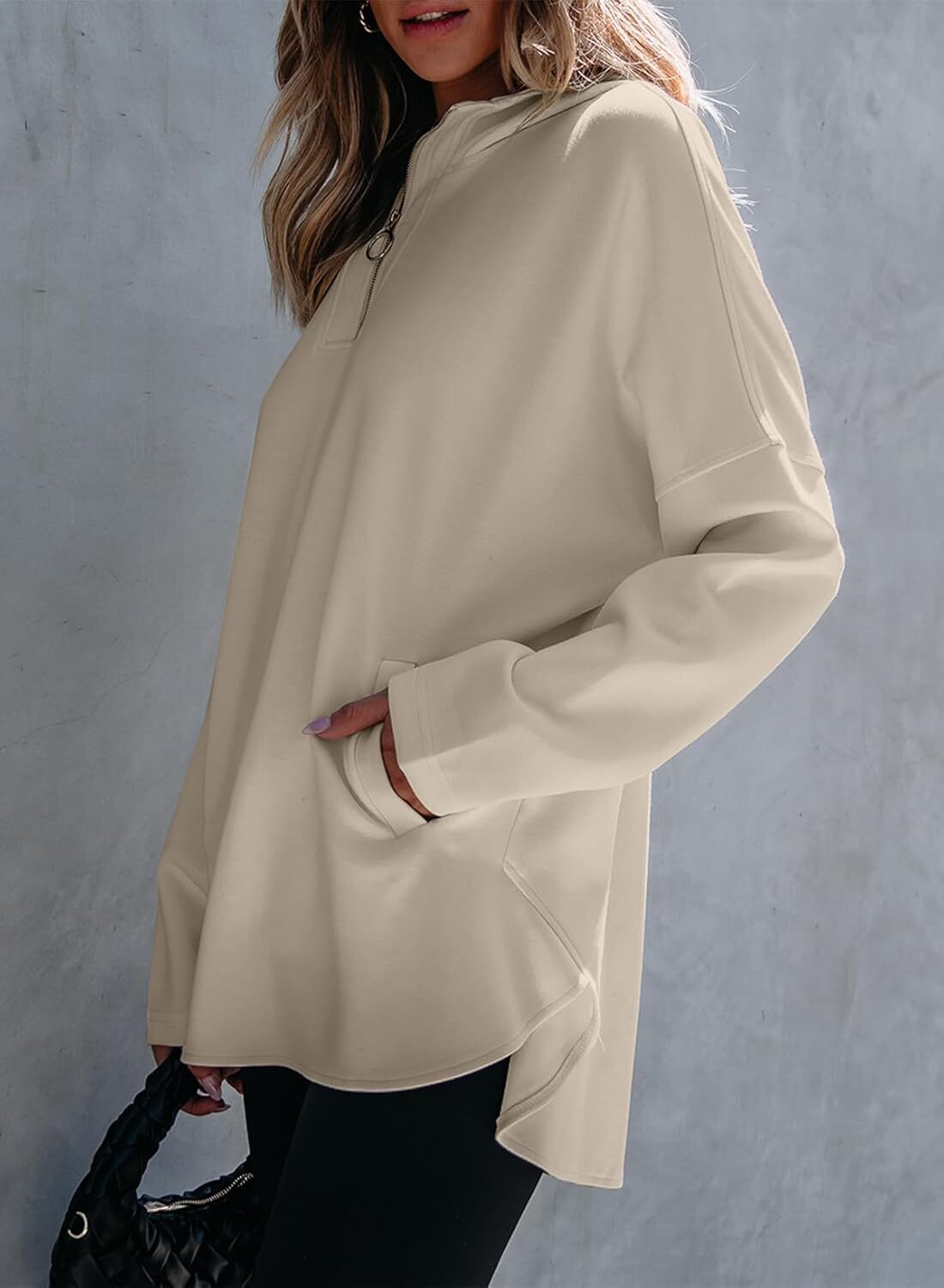 FINAL SALE⚡5 Packs for $25.95⚡- Women's Oversized Hoodies Casual Long Sleeve Half Zipper Pocket Sweatshirt Pullover Tops