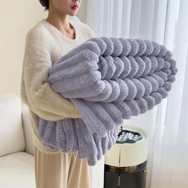 Rabbit Plush Blanket Multifunctional Nap Blanket Faleirong Summer Air-conditioning Quilt Small Blanket Sofa Cover Blanket Car Blanket