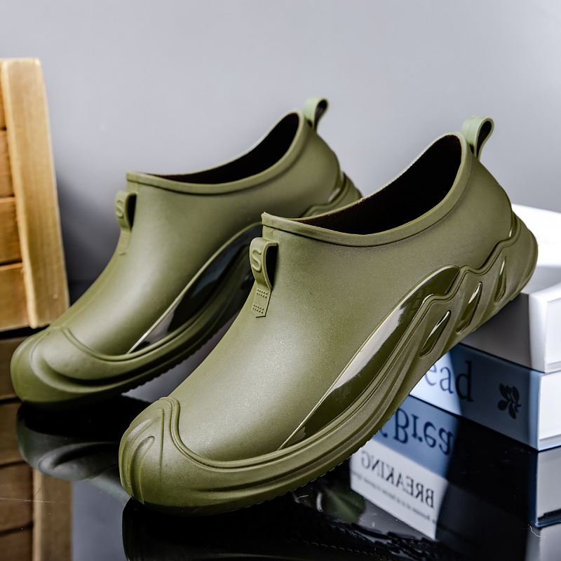 Gptsolvy New Men Rain Boots Non-slip Waterproof Short Rain Boots Fashionable Man Black Leisure Fishing Car Wash Kitchen Work Rubber Shoes