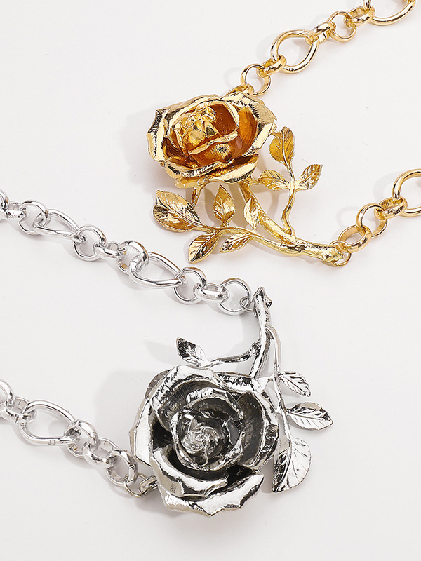 Flower Shape Geometric Solid Color Necklaces Accessories