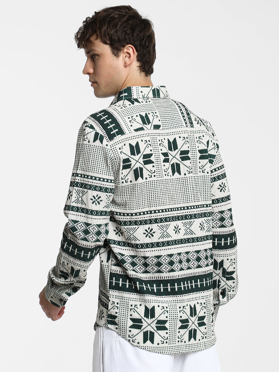 Geometric Seersucker Shirt