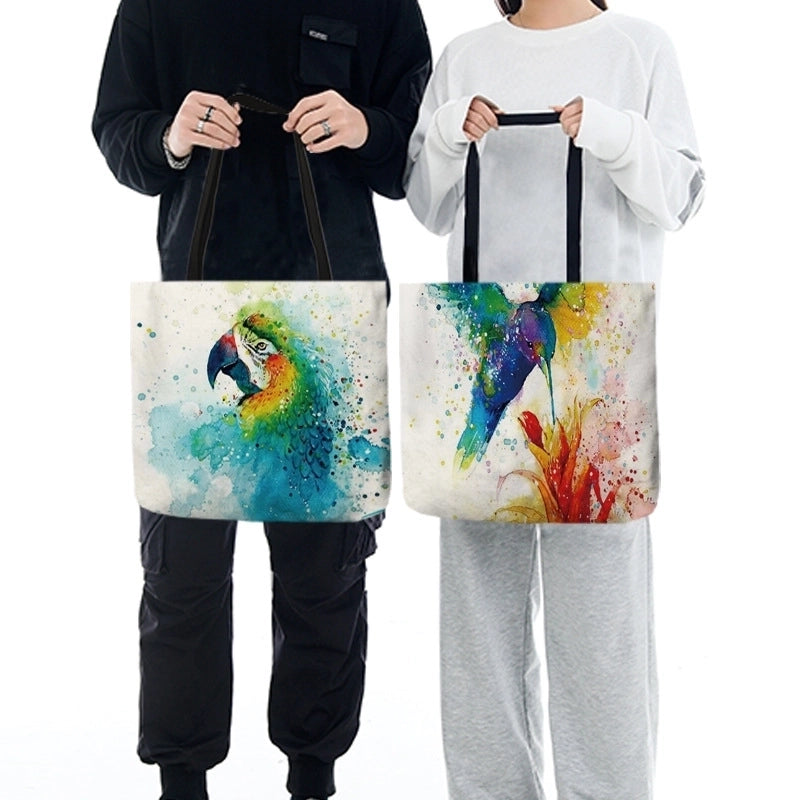3 Pieces Women's Medium Polyester Bird Basic Square Open Shopping Bags