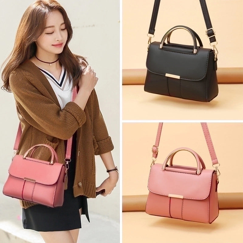 Women's Medium Pu Leather Solid Color Fashion Square Flip Cover Crossbody Bag