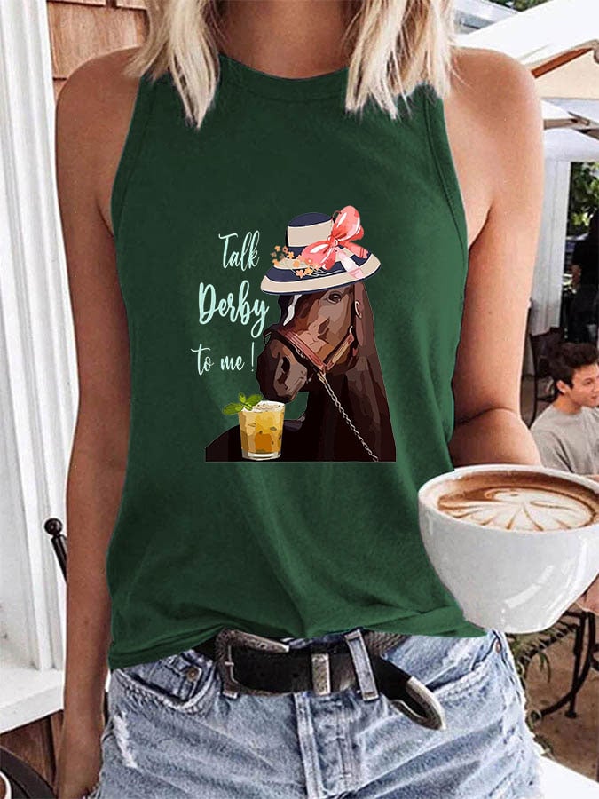 Women's Talk Derby To Me Printed Casual Tank Top