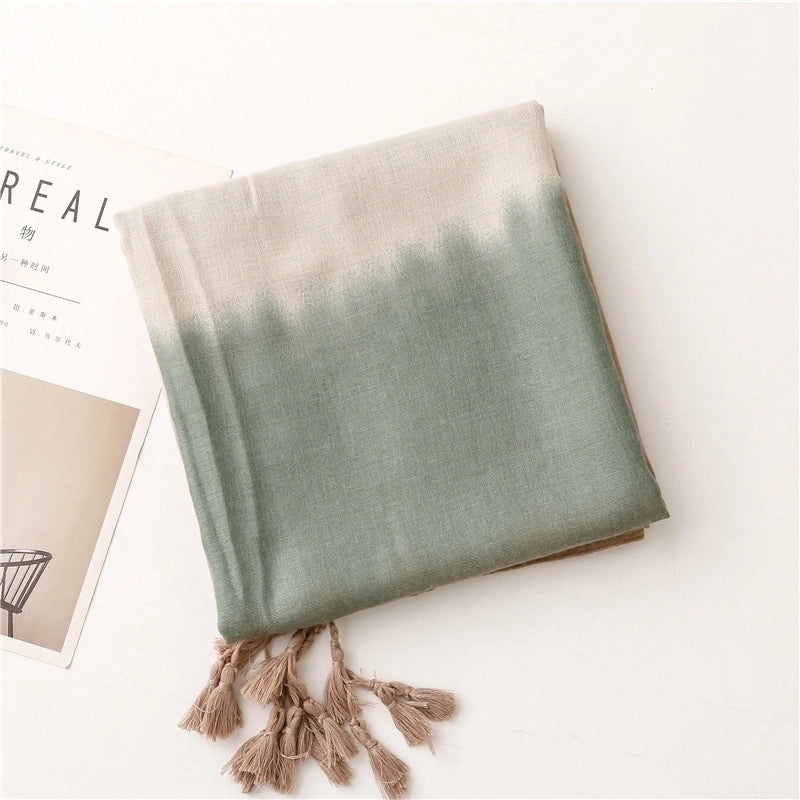 Women's Elegant Stripe Imitation Cotton And Linen Polyester Winter Scarves