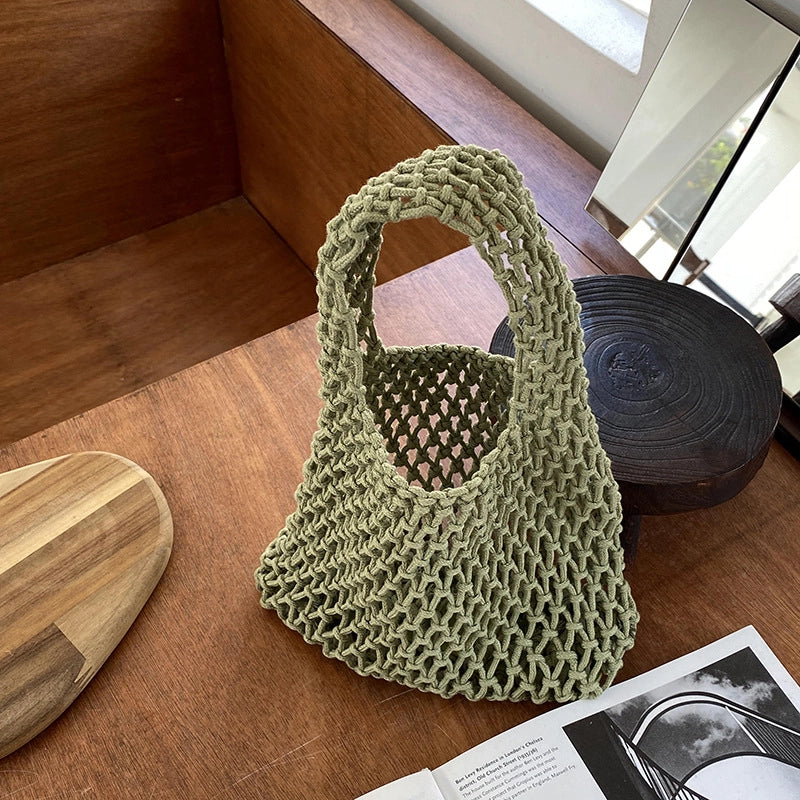 Women's Medium All Seasons Cotton Rope Streetwear Handbag Straw Bag
