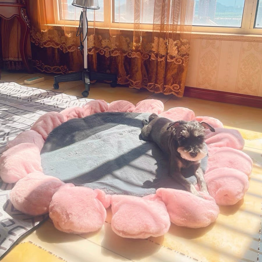 Warm Padded Flower Dog Cat Bed