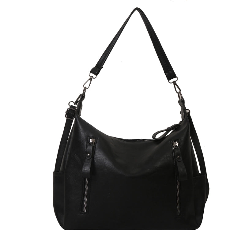 Women's Pu Leather Solid Color Streetwear Square Zipper Shoulder Bag Crossbody Bag