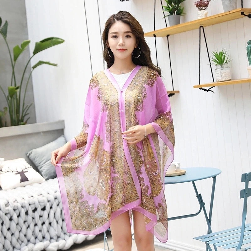 Women's Minimalist Printing Satin Silk Scarf