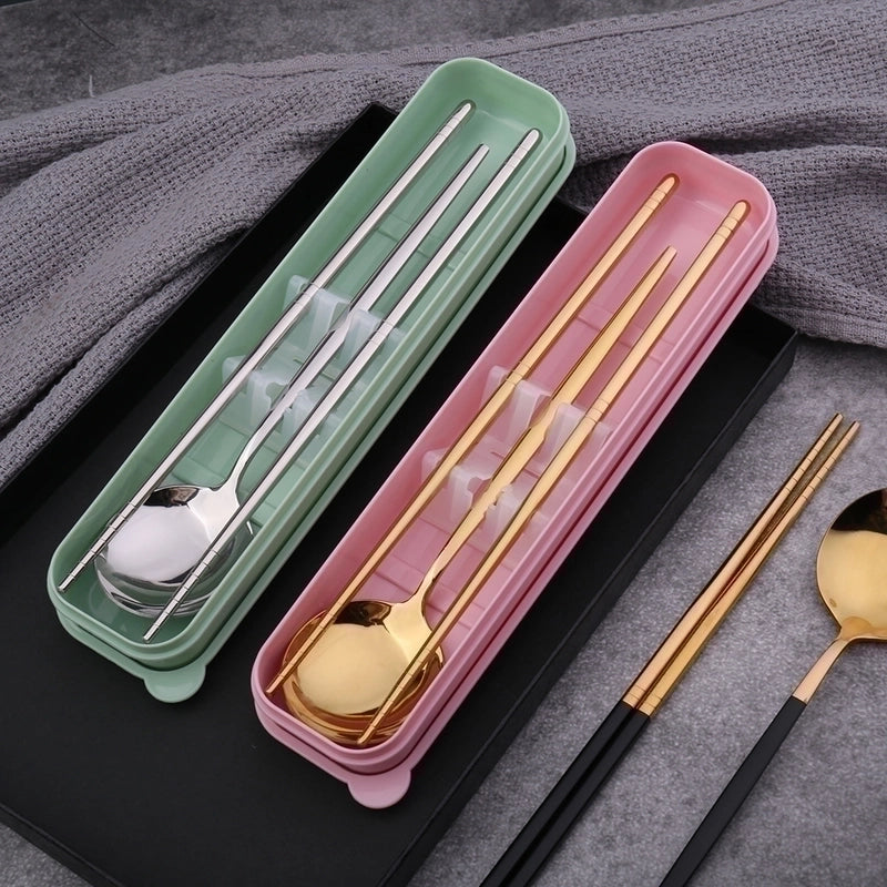 Casual Solid Color Stainless Steel Tableware 1 Set