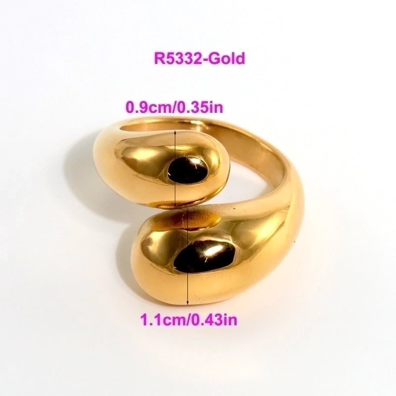 316L Stainless Steel  18K Gold Plated Modern Style Classic Style Shiny Metallic Water Droplets Solid Color Open Rings Rings