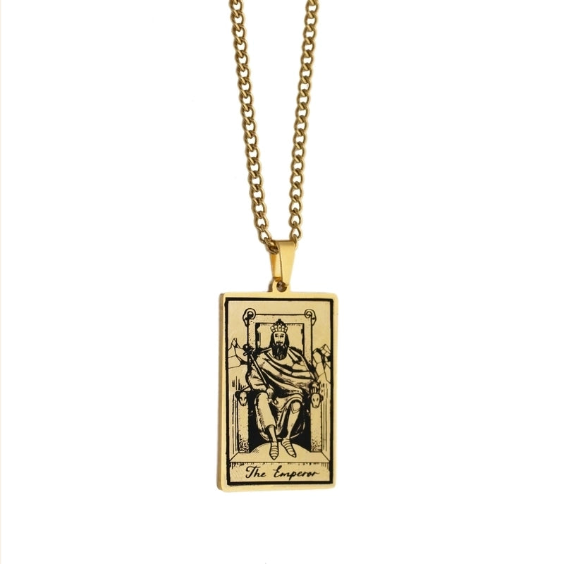 Retro Tarot Stainless Steel Titanium Steel Plating Necklace