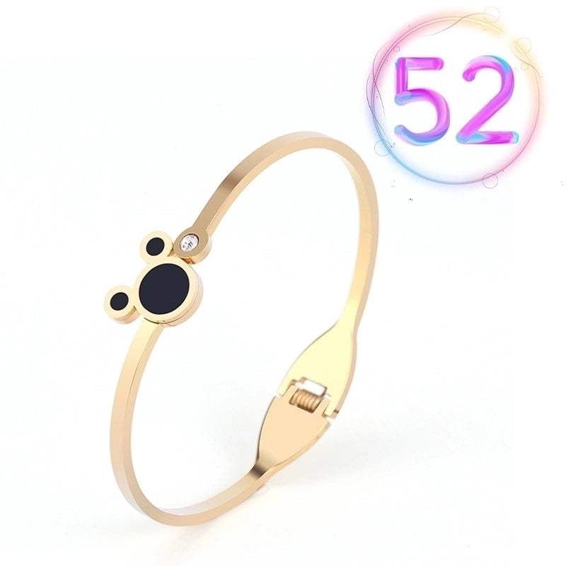 2 Pieces Fashion Geometric Stainless Steel Plating Zircon Bangle