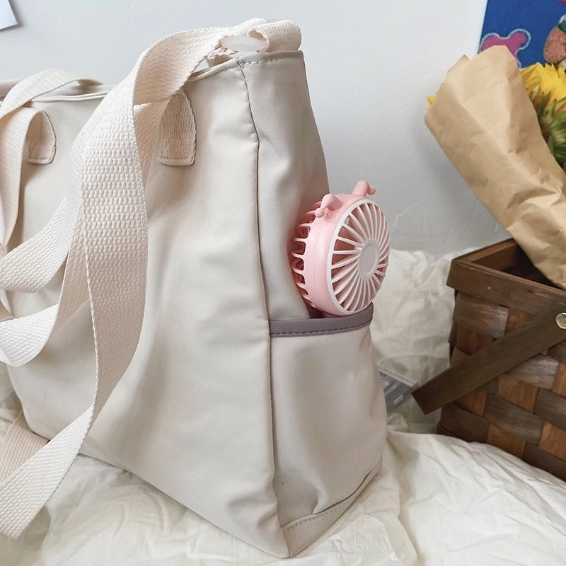 Women's Canvas Geometric Solid Color Cute Preppy Style Zipper Shoulder Bag Canvas Bag Crossbody Bag