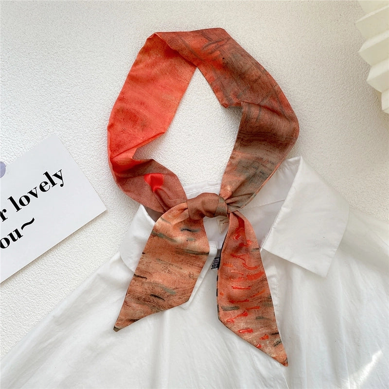 Women's Sweet Oil Painting Polyester Silk Scarves