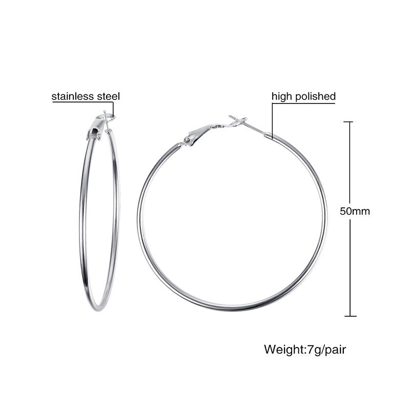 1 Pair Minimalist Geometric 304 Stainless Steel Gold Plated Hoop Earrings