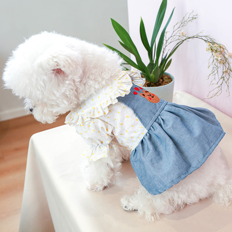Polka Dot Bear Printed Puppy Dress