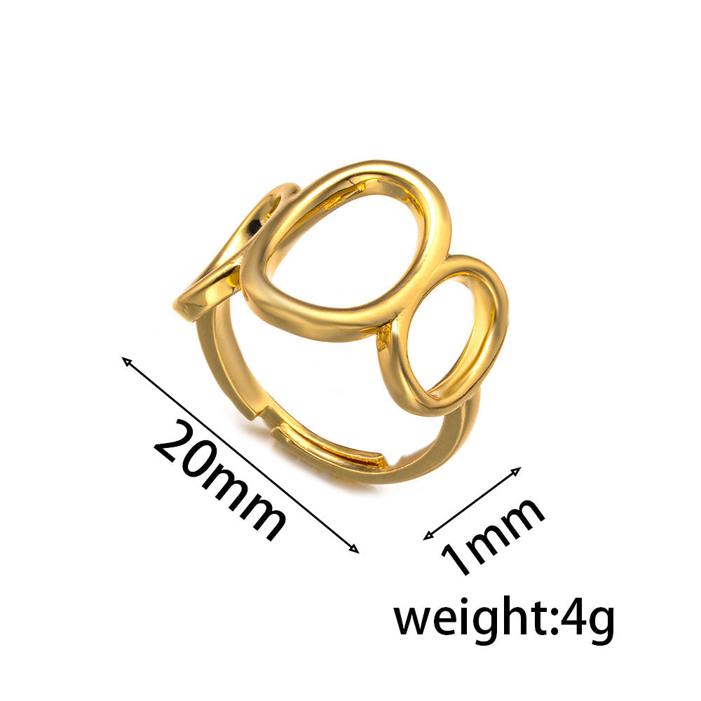 Stainless Steel Ring Fashion Minimalist Geometric Hollow Open Hand Jewelry Ring