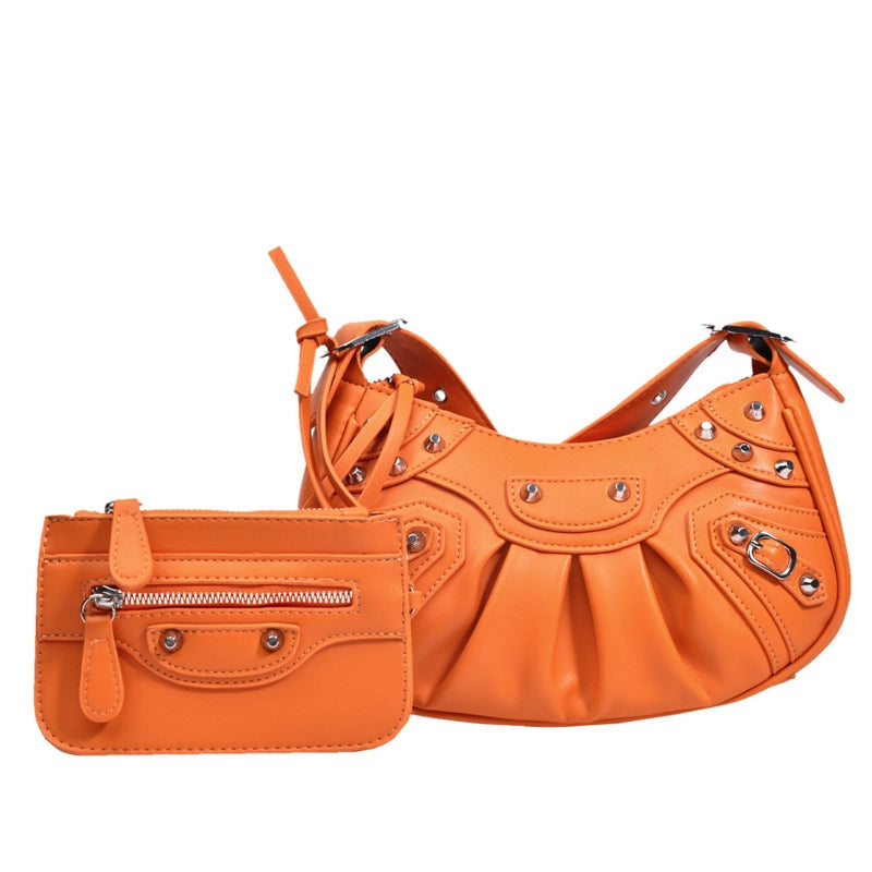 Women's Medium All Seasons Pu Leather Solid Color Fashion Dumpling Shape Zipper Cloud Shape Bag