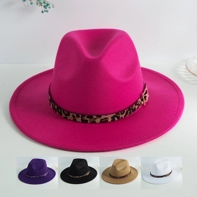 Unisex Elegant  Solid Color Big Eaves Flat Eaves Fedora Hat