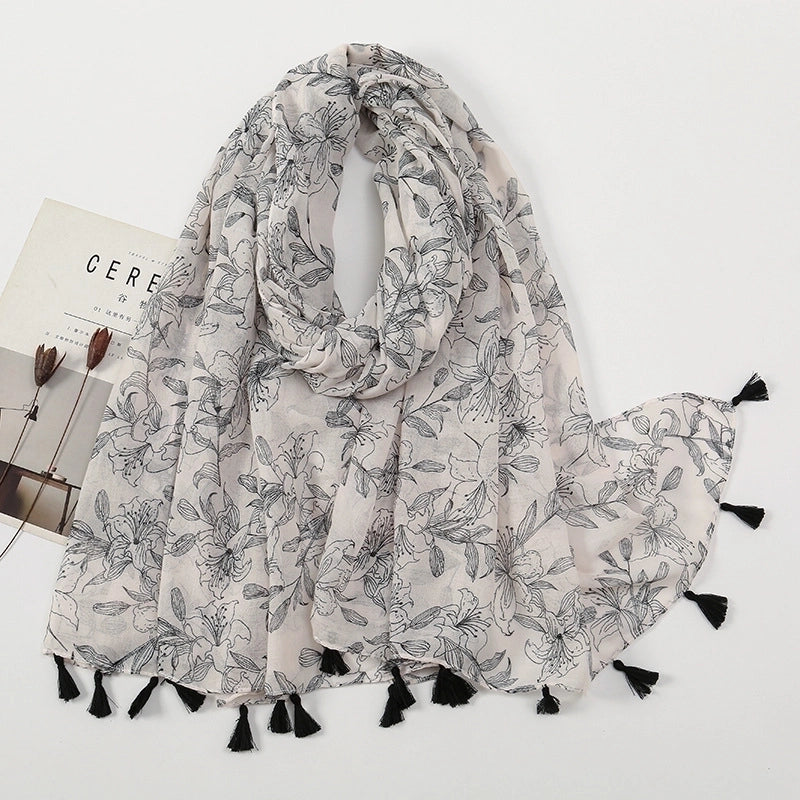 Women'S Bohemian Geometric Cotton And Linen Scarf