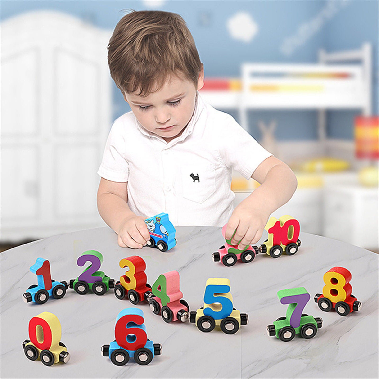 48% OFF 🔥HOT SALE - Numbers And Letters Magnetic Train Puzzle Wooden Toy Car