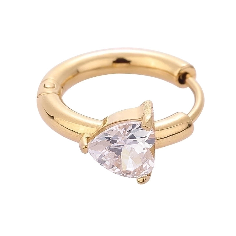 1 Piece Modern Style Minimalist Classic Style Solid Color Inlay 316L Stainless Steel  Zircon 14K Gold Plated Hoop Earrings