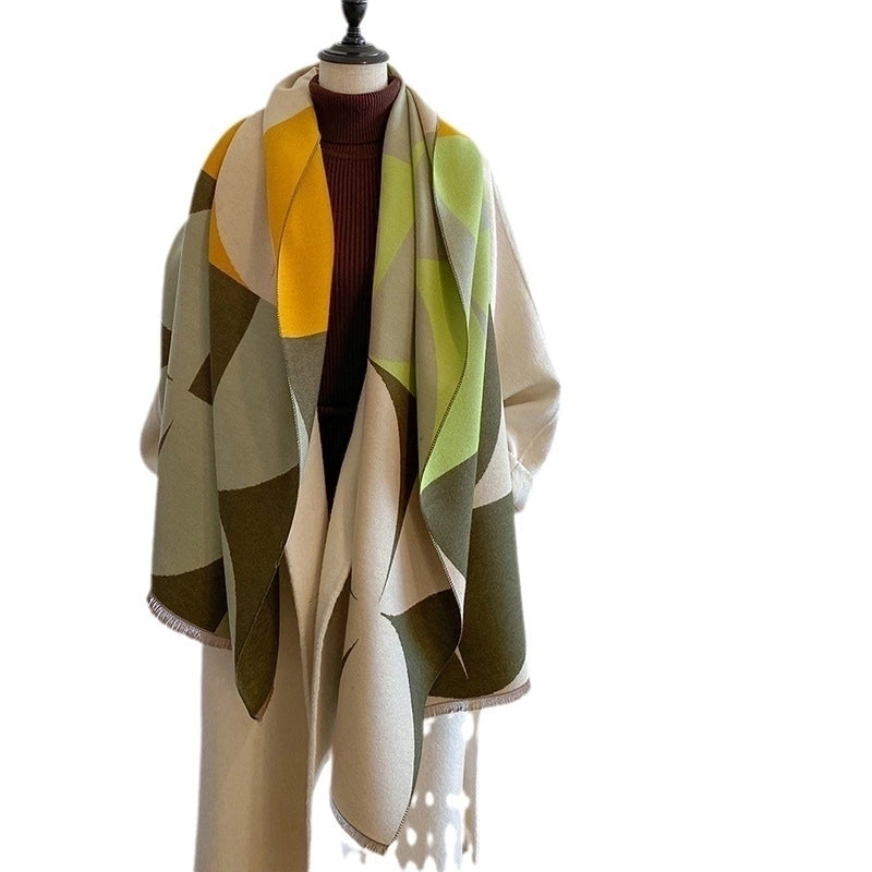 Women's Minimalist Classic Style Color Block Imitation Cashmere Printing Scarf