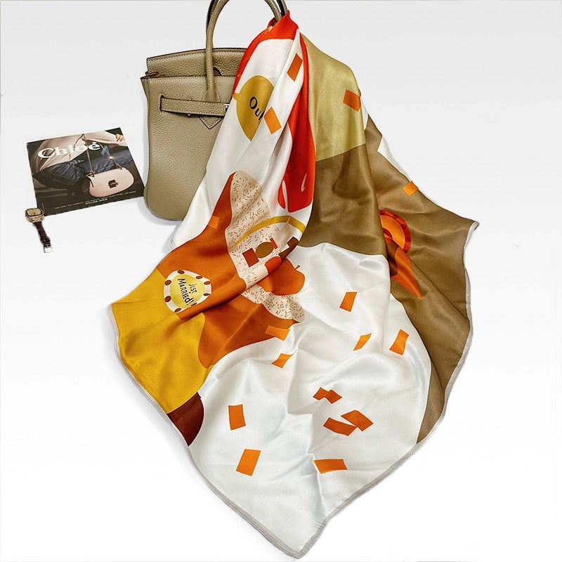 Women's Elegant Minimalist Printing Silk Printing Silk Scarf