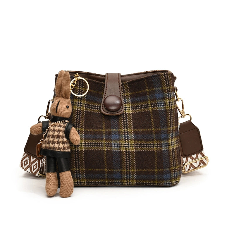 Woolen Bag Women's Large Capacity Shoulder Bag Cloth Bag Texture Commuter Bucket Bag