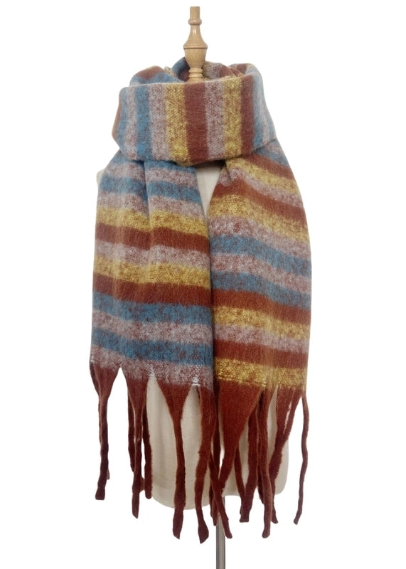 Women's Elegant Basic Stripe Polyester Scarf