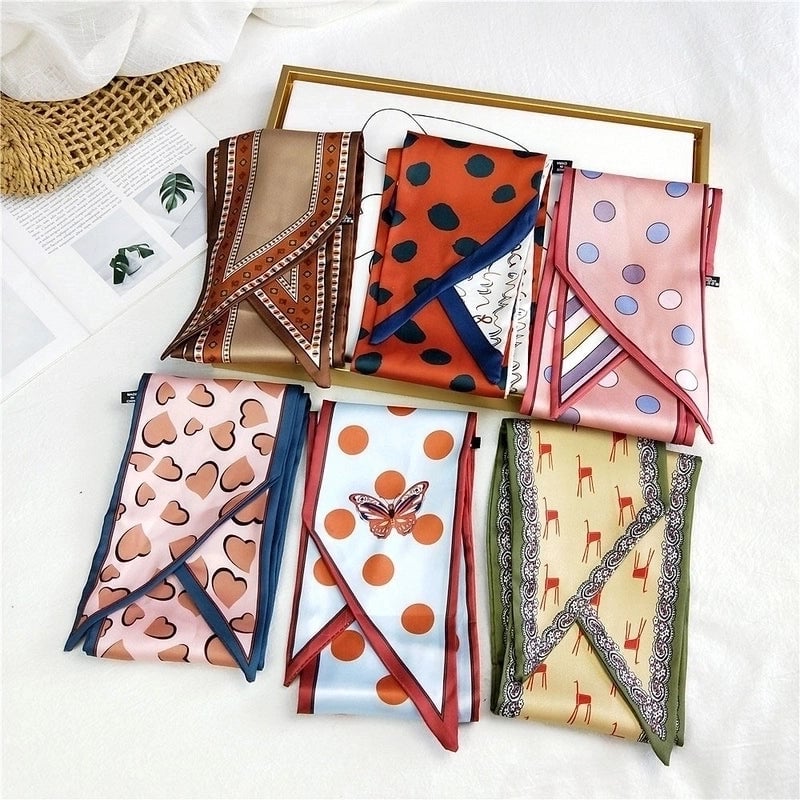 Women's Sweet Polka Dots Heart Shape Butterfly Polyester Satin Printing Silk Scarves