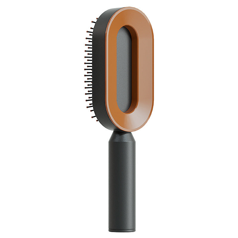 Self-cleaning hairbrush for women. One-button cleaning airbag to prevent hair loss