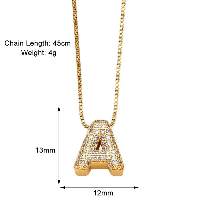 Copper 18K Gold Plated Modern Style Minimalist Plating Inlay Letter Zircon Pendant Necklace