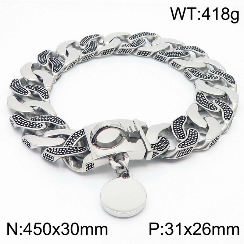 30mm Stainless Steel Cuban Chain Hip Hop Style Largepet Dog Collar