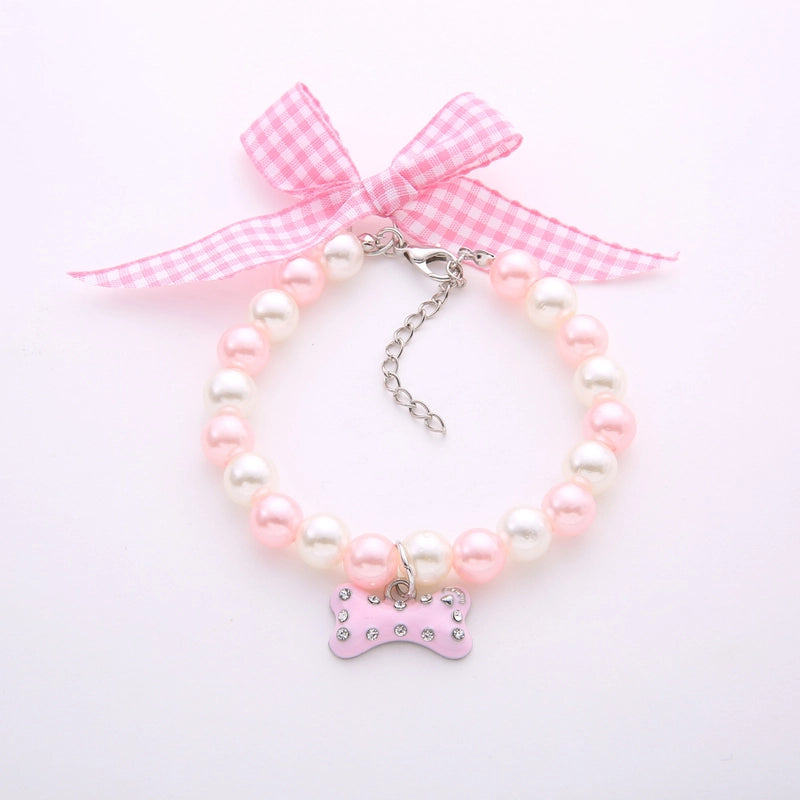 Cute Sweet Imitation Pearl Color Block Pet Collar