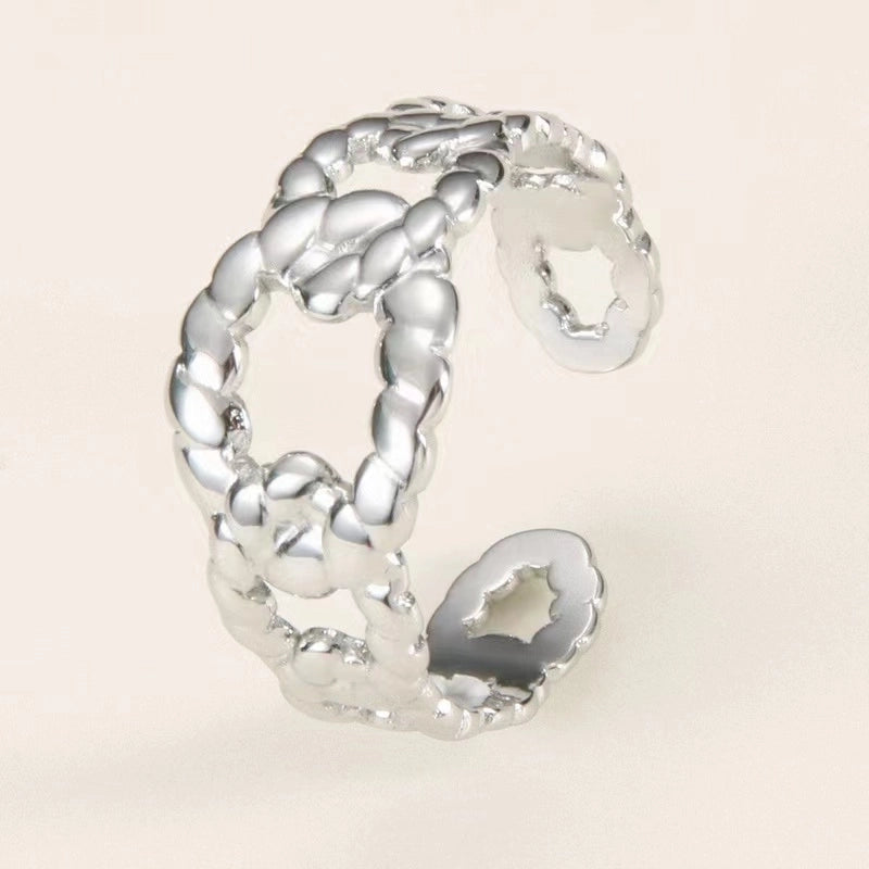 30 Pieces Casual French Style Leaf 304 Stainless Steel 18K Gold Plated Plating Open Rings