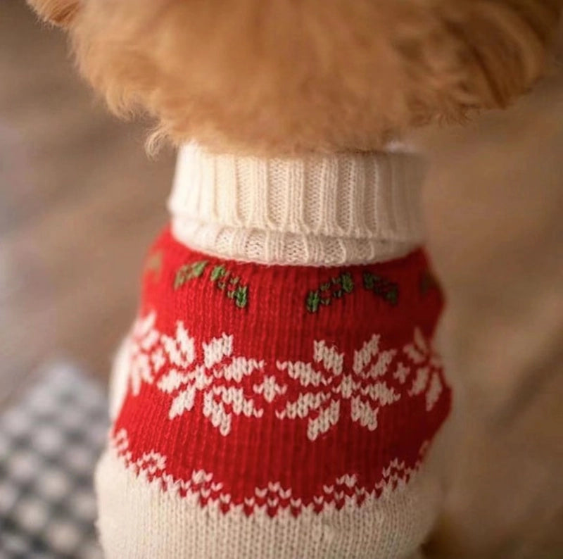 Cute Core Spun Yarn Christmas Color Block Pet Clothing