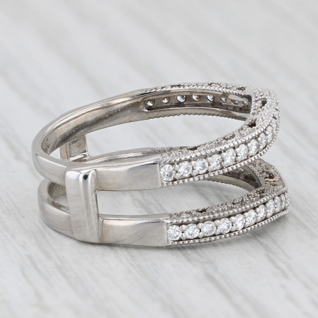0.47ctw Diamond Ring Jacket Enhancer Guard 14k White Gold Size 7.5 Wedding Band