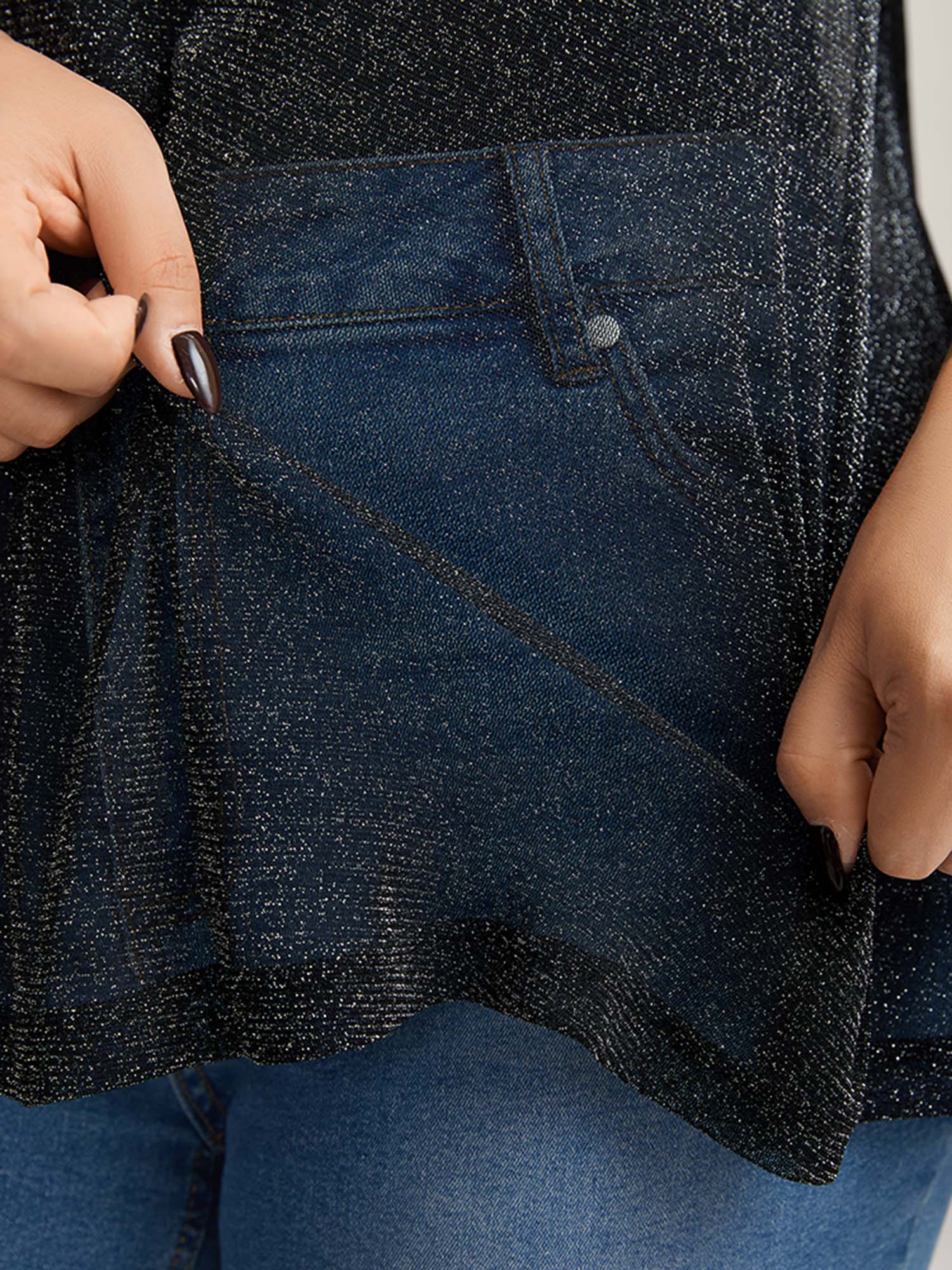 Luxe Sheer Stretchy Neck Cut-Out Solid Top
