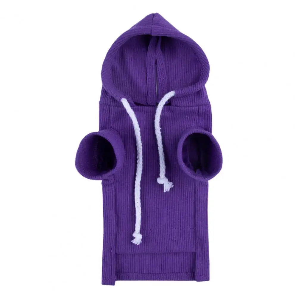 Cute Ferret Hoodie Solid Color Drawstring Hooded Sweatshirt Thick Fluffy Pet Hoodie Foreleg Elastic Hamster Guinea Clothes