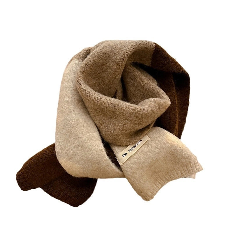 Women's Classic Style  Color Block Knit Scarf
