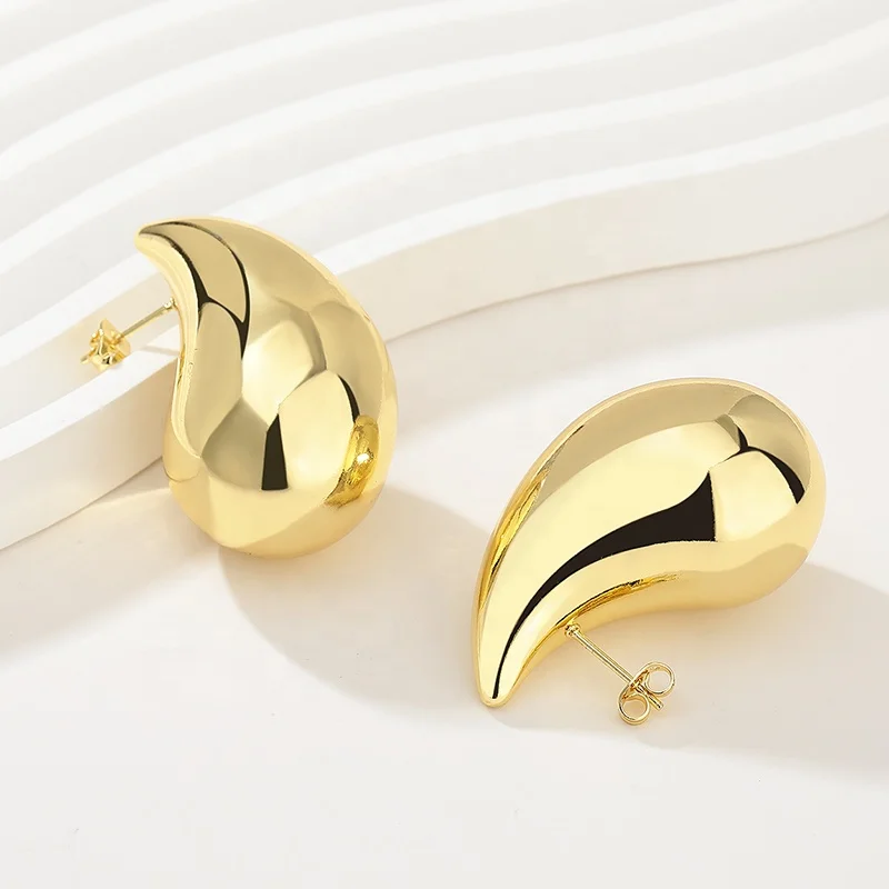 New Arrivals Fashion Hoop Earring Jewelry gold plated earrings 18k Water Tear Drop Wholesale Earrings Women