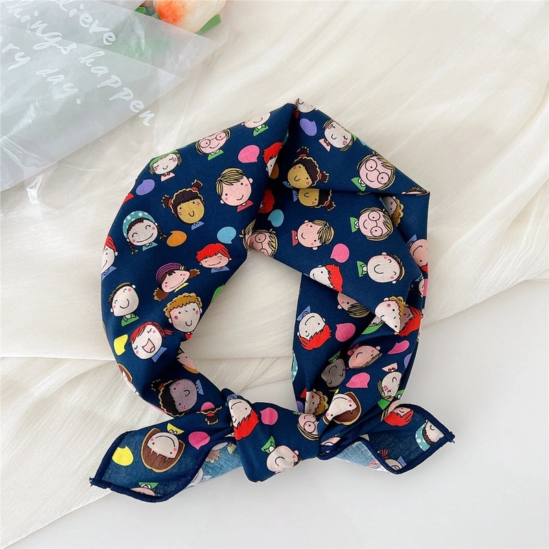 Women's Elegant Sweet Ditsy Floral Polka Dots Heart Shape Polyester Silk Scarf